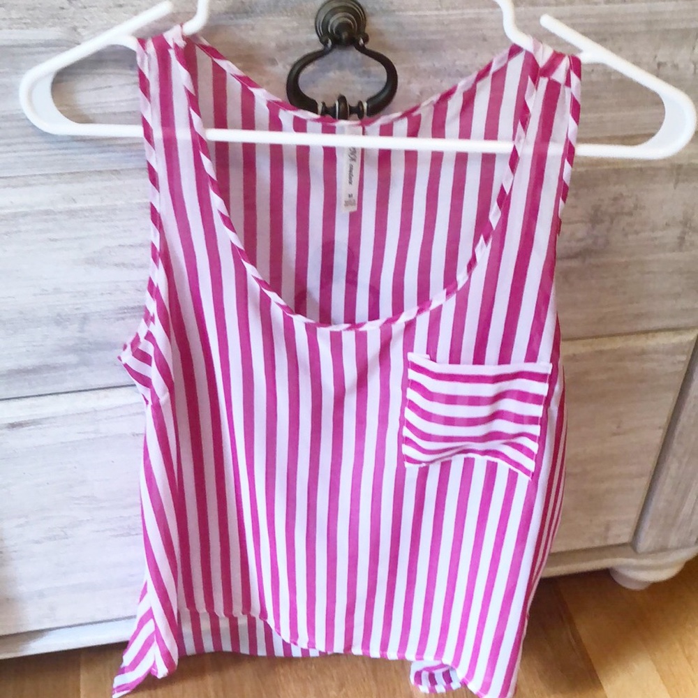 Pink and white sheer tank